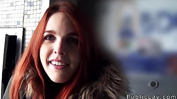 Redhead Spanish student from public banging