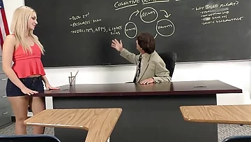 Red-hot Blonde Sucks and Fucks Her Teacher!