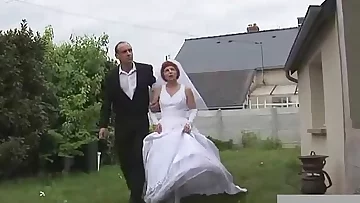Granny fisted with wedding dress