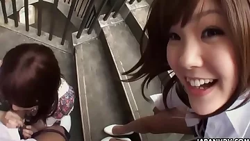 Ditsy chicks throating cocks to get cum spunked