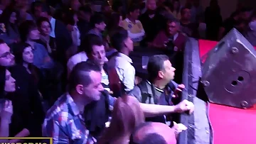 Hot blonde strip on a rock concert