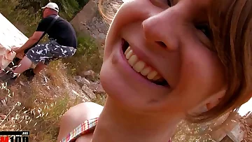 Little red head gets it in her tight little ass