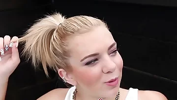 Blonde teens face creamed