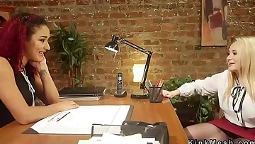 Threesome lesbian strap on anal fuck