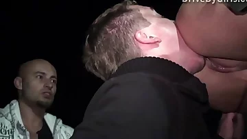 A main stream model doing porn in PUBLIC sex group bang orgy