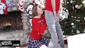 Sexy Stepsister Riley Mae Fucks Her StepBrother At Christmas