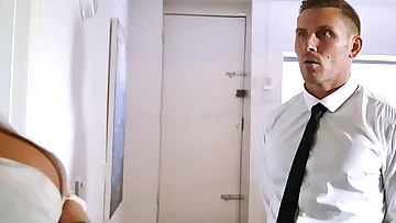 Huge milk cans office CEO bitch fucks a unhappy freelancer