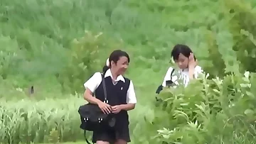 Naughty japan teens pee