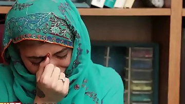 Crazy officer feeding an arab teenage with pulsing sausager