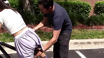 Tiny latina teenager sucks