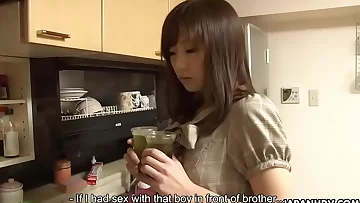 Slutty Japanese receives a sloppy creampie after the threesome