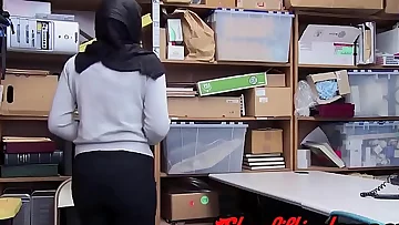Arab teenage shoplifer sucking cock and getting cum facial