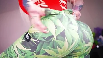 Sabrina Sabrok squeezing huge boobs and bigger butt