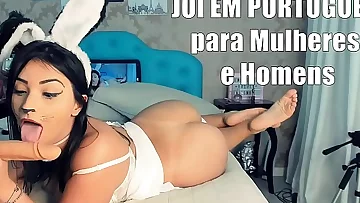 Joi Portuguese for Women and Men Jerk Off Instructions&comma; Coelhinha naughty sending your handjob&comma; hot busty AMAZING JOI BUNNY Girl