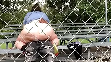 Bbw rides bbc on bleachers