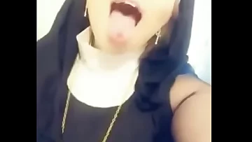 Slutty Nun gets fucked and receives a thick creampie