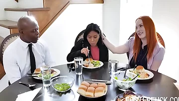 Asian Foster stepDaughter Gets Pummeled By Big black cock stepDaddy- Ember Snow And Summer Hart