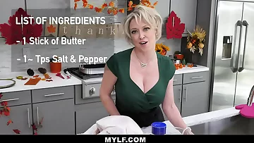 Blonde step-mom Lets StepSon Stuff Her Turkey