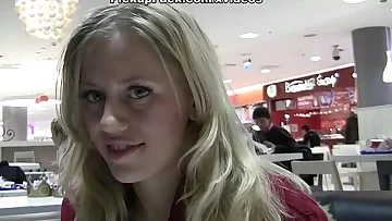 Two ash-blonde sucking dick in a McDonald's restroom