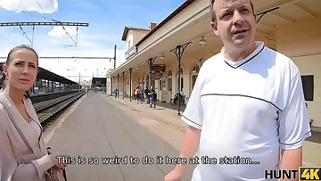 HUNT4K. Cuckold should watch how rich man smashes his girlfriend