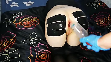 Bottle in the ass and hard anal fisting