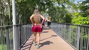 Sara Blonde gets naked in Public Park while passerships walks around there