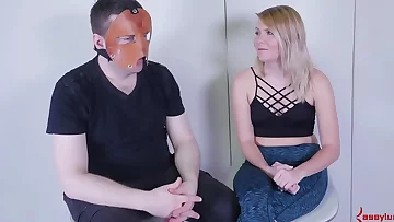 BDSM MFF threesome slave sucks doms cock