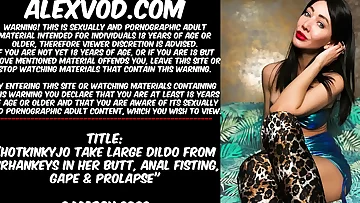 Hotkinkyjo take large dildo from mrhankeys in her butt&comma; anal fisting&comma; gape & prolapse