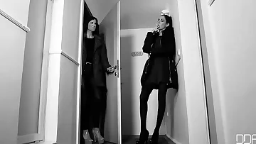 Horny Humiliation : Smoking Warm Lesbians Pack Their Asses!