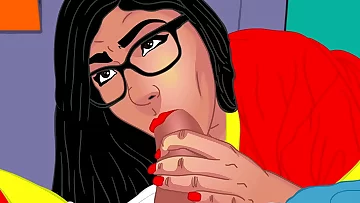 Mia Khalifa's perfect bubble booty toon parody blowjobs and wet bootie pussy - full video in Red