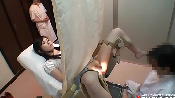 Obscenity Gynecologist # 016 Palpation of shame and internal examination of a tidy and clean female schoolgirl with dark-hued hair