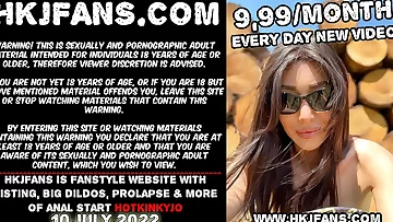 Hotkinkyjo self anal fisting&comma; gape & blossom in public near log pile