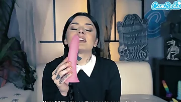 Cute Teen Cosplay As Wednesday Addams Masturbates On Web cam