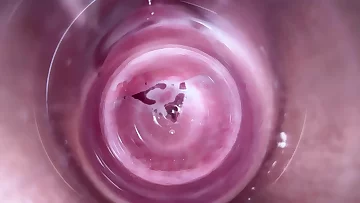 Camera deep inside teen creamy vagina