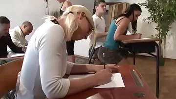 today sexual education&colon; orgy for young student with a thick boobed teacher