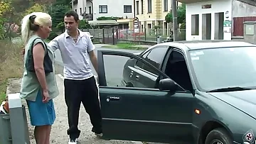 Old blonde slut gets smashed