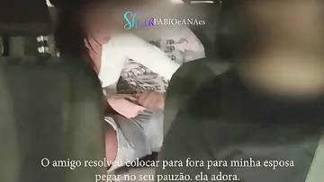 Joy in the backseat of the van with my friend Multiracial Cuckold