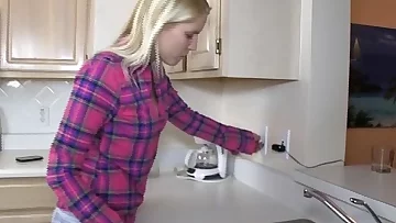 Cute Teen Handjob In The Kitchen