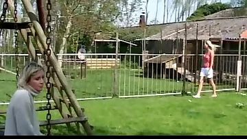 Slutty blondes fighting and spear sucking