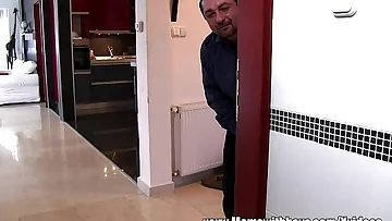 Snooping Youthful Man Caught And Fucks Blonde Mature