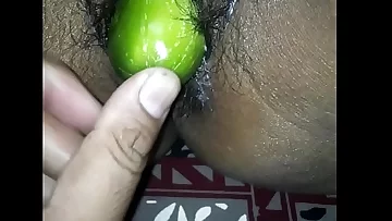 Desi wifey gobbling cucumber