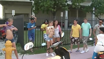 School RULES - Youthful College girls On Spring Break, Getting Bare In Public