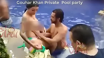 Indian Actress Gouhar Khan Intimate Pool soiree