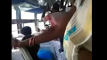 Dame displaying her belly button in bus part 1