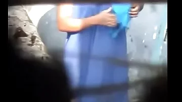 desi stunner taking outside bathtub