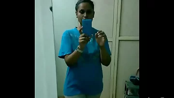 Indian School Female Switching Her Sports Wear After Gym Homemade