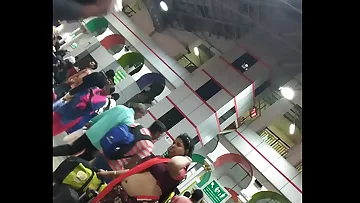 lusty aunty travelling to demonstrate her belly button