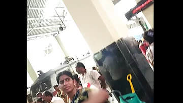 desi aunty showcasing wonderful thigh and belly button in public - travel diaries