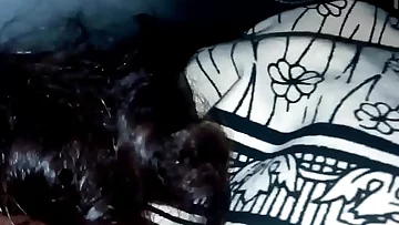 Indian dark haired hairplay on bus