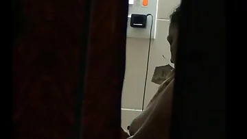 Aunty demonstrating boobs dressed in half-shirt